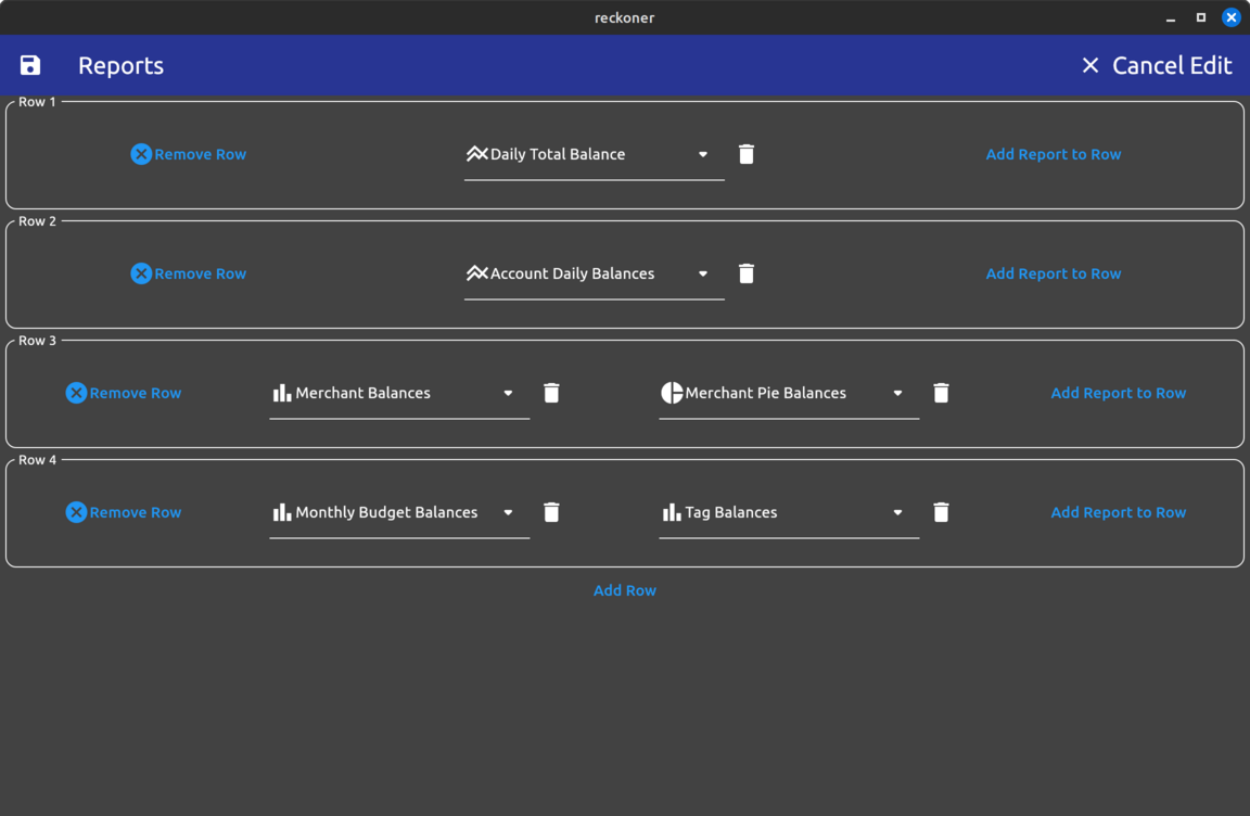 Report Group Edit Page